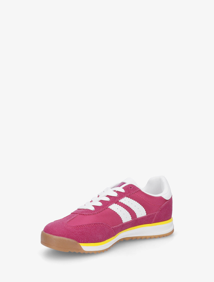 Sneakers en simili à empiècement effet nubuck - Fushia - 3