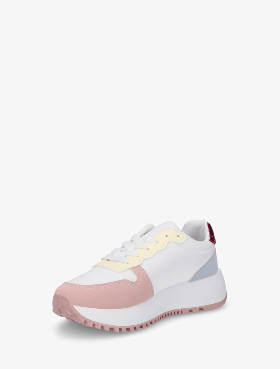 Sneakers en simili à détail imprimé python - Rose - 3
