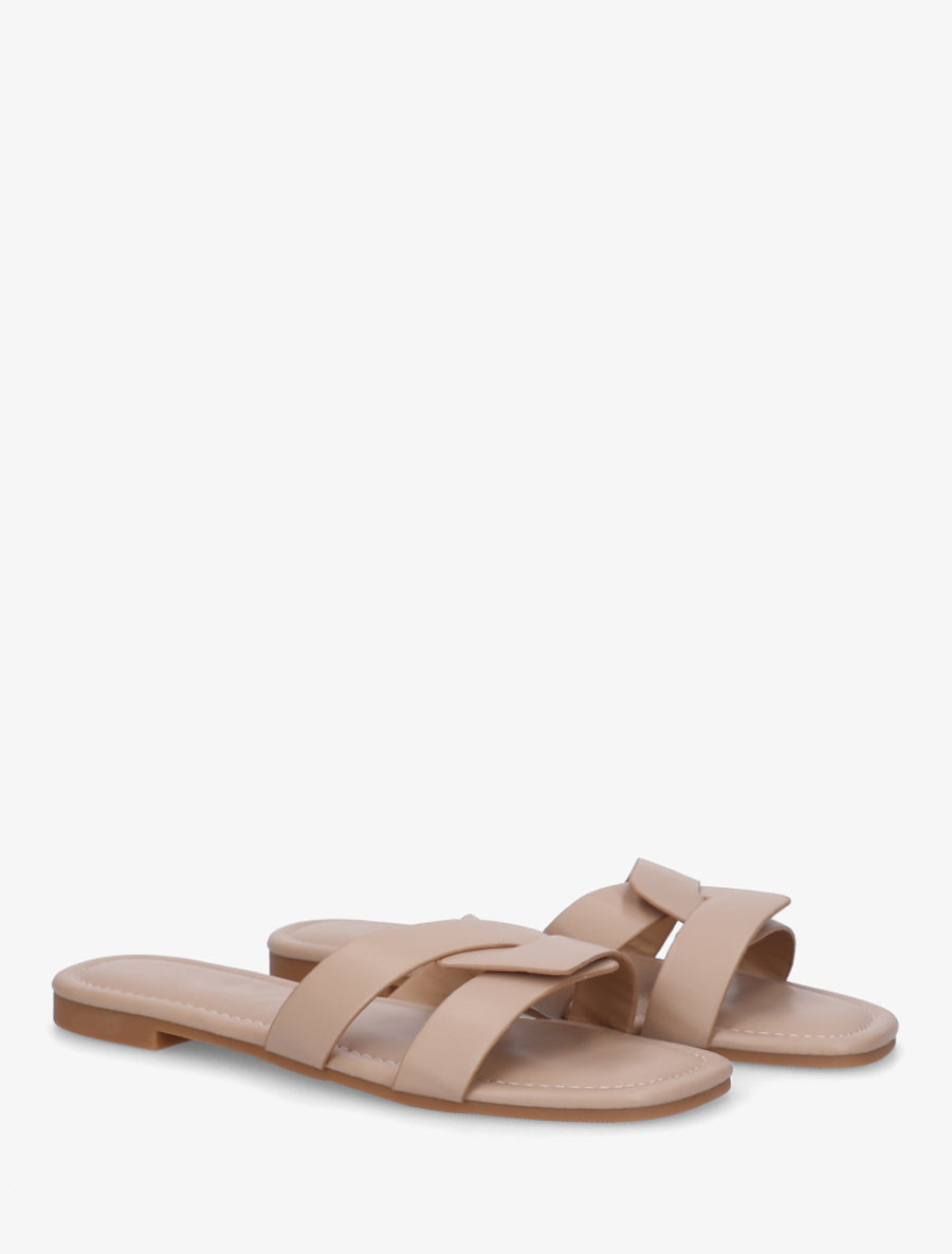 Claquettes en simili à brides entrecroisées - Taupe - 4