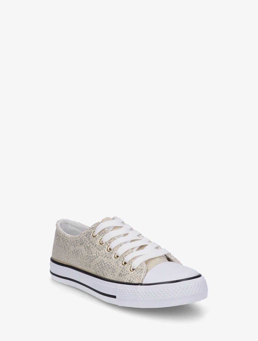 Sneakers irisées en simili - Beige - 2