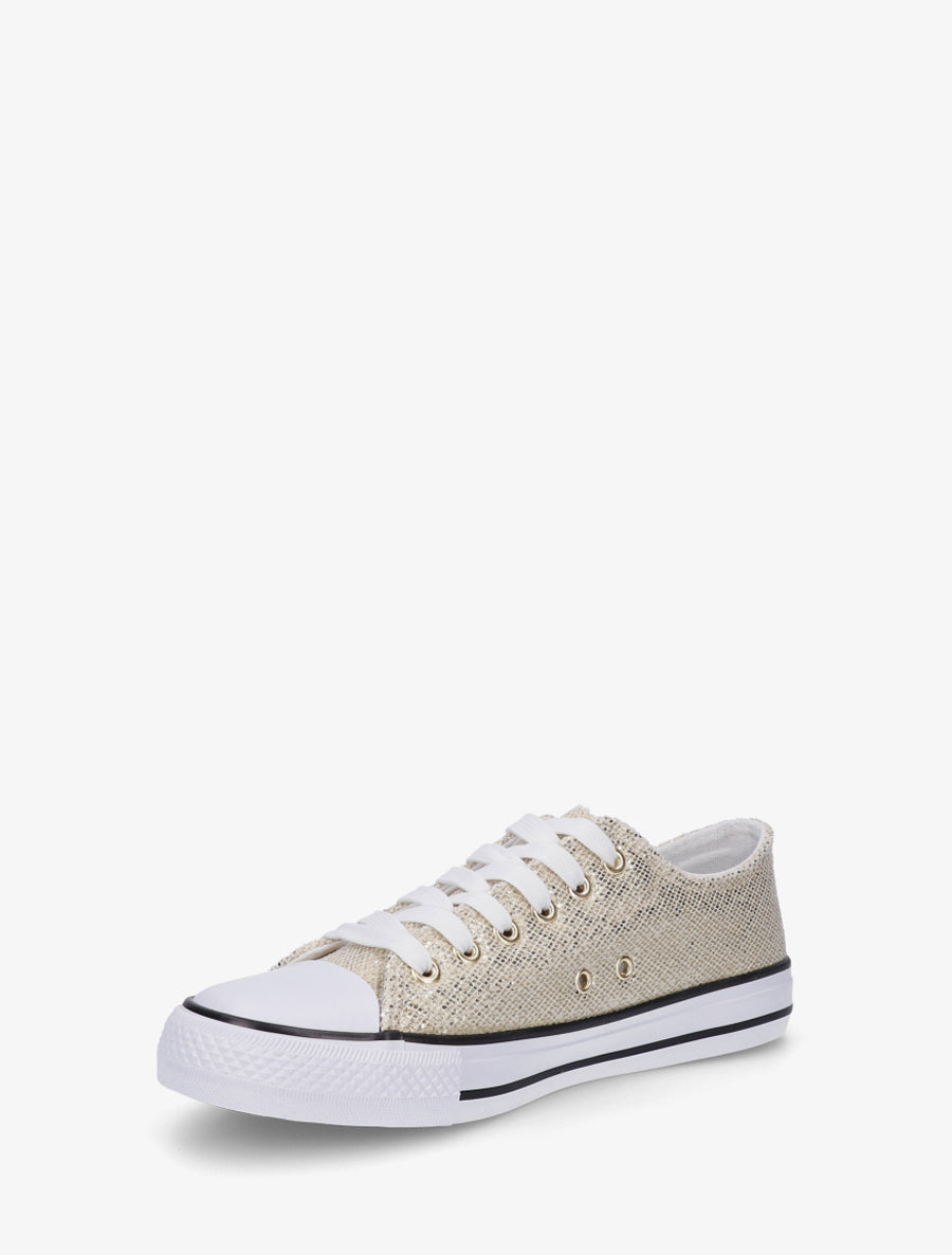 Sneakers irisées en simili - Beige - 3