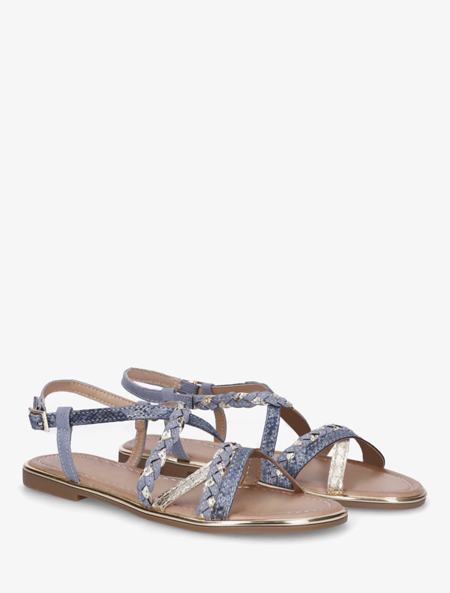 Nu-pieds croisés à tresses - Bleu - 4