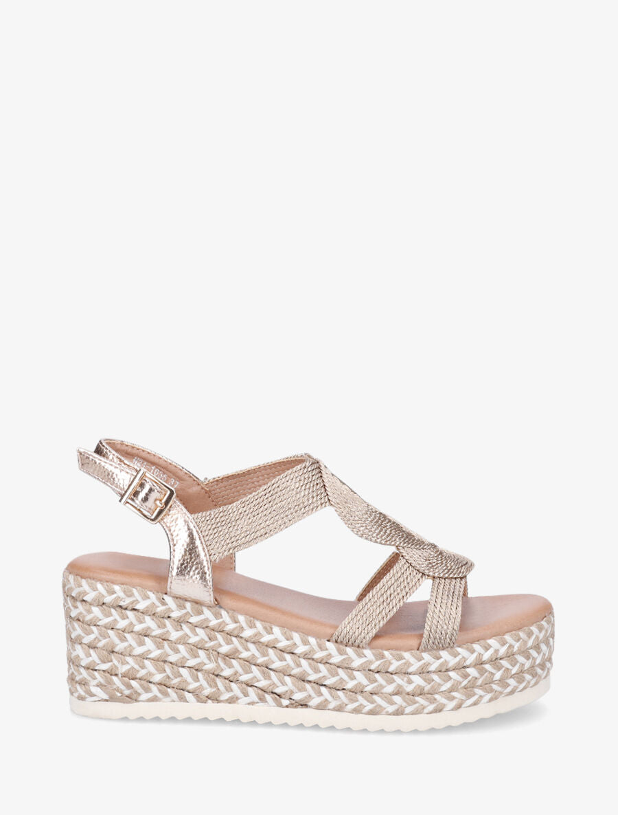 Sandales compensées à semelle en raphia - Rose gold - 2