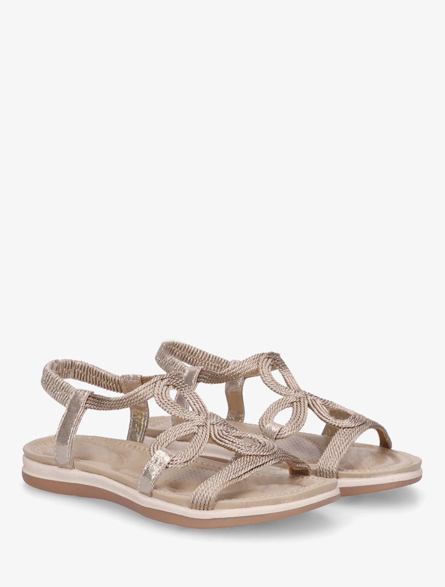 Sandales élastiquées en cordelette - Rose gold - 4