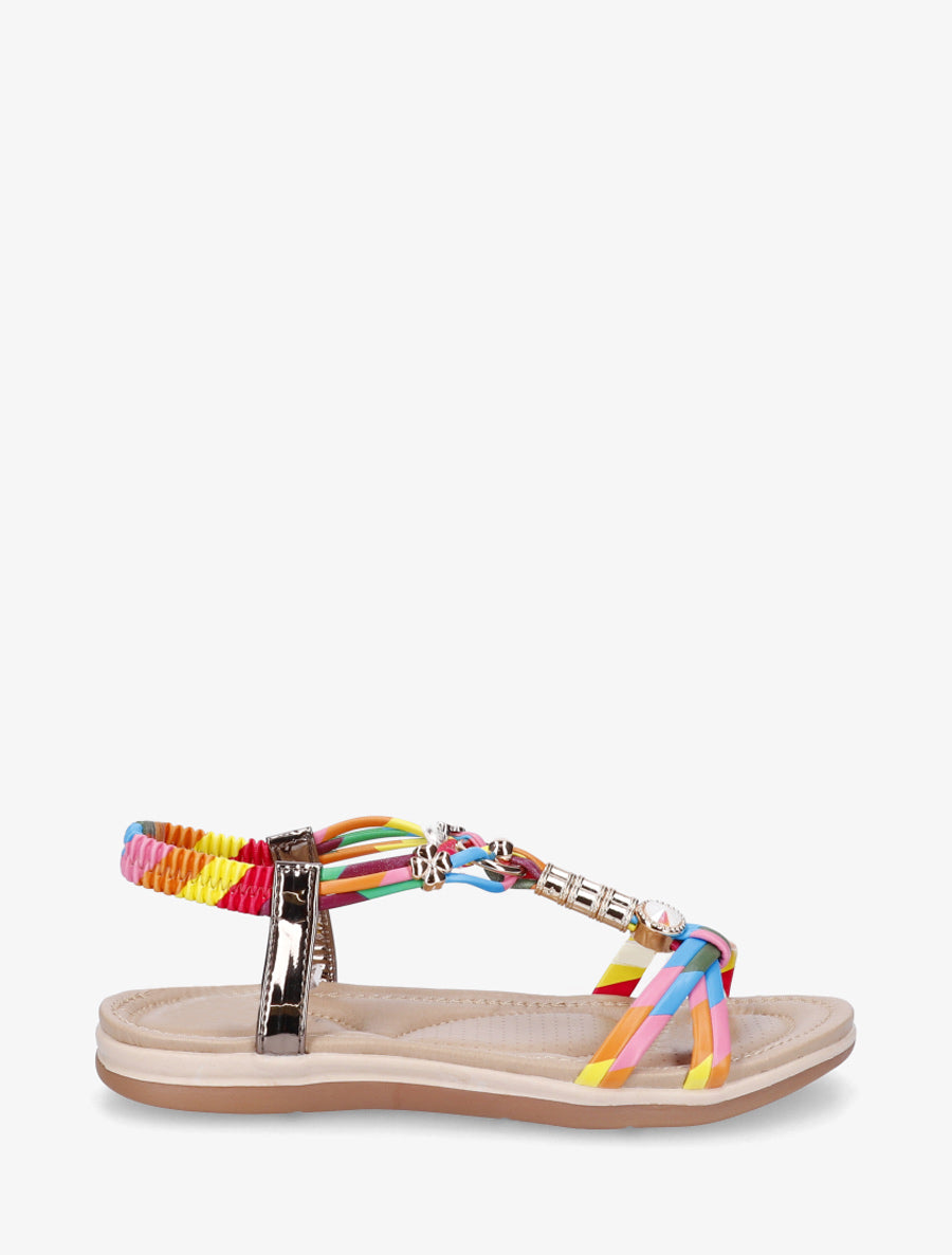 Sandales à bijoux et cheville élastiquée - Rose - 1