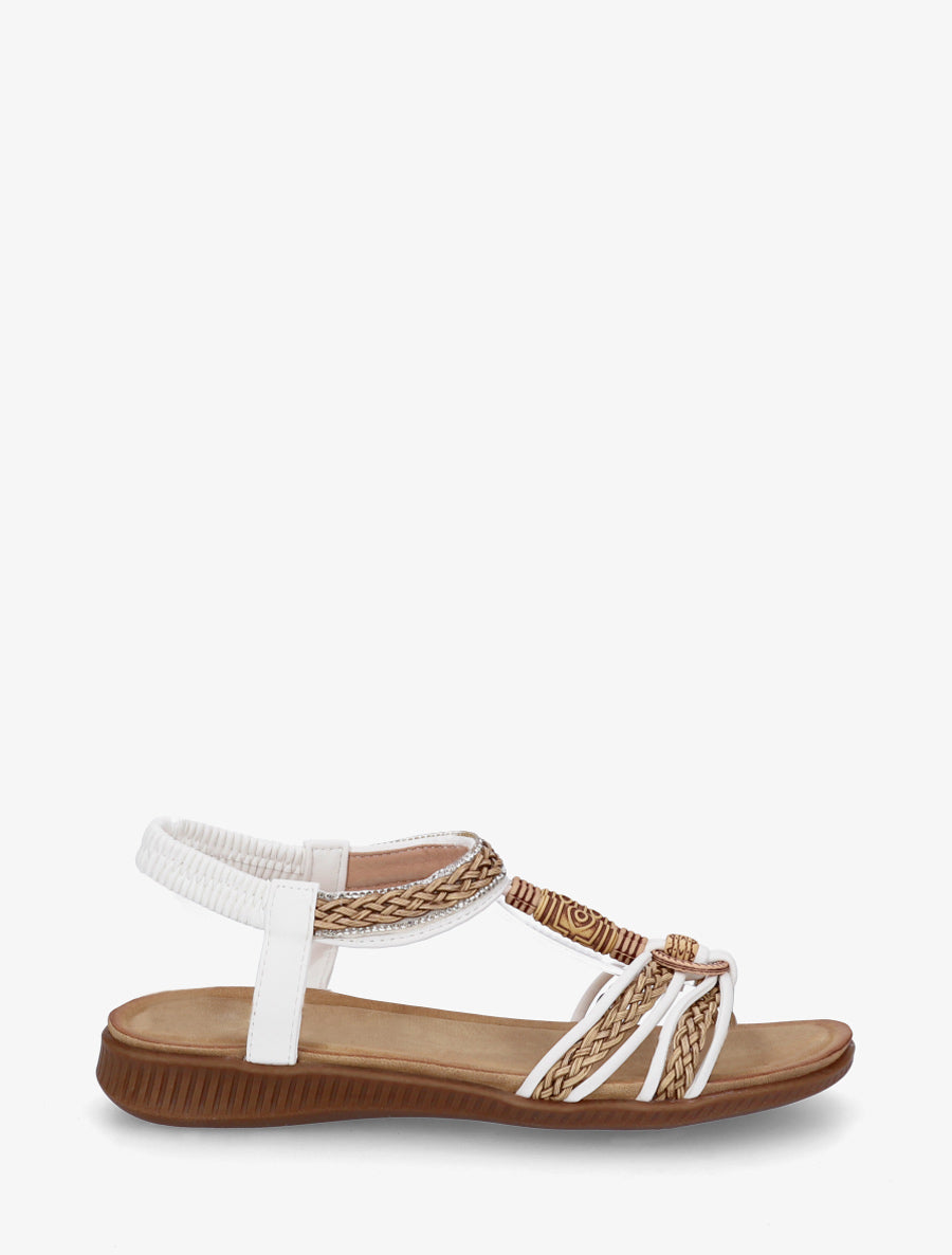 Sandales fantaisies tressées à strass - Blanc - 1