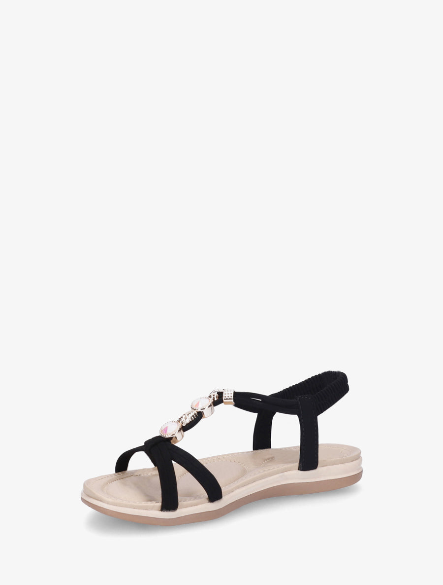 Nu-pieds à tour de cheville élastiquée - Noir - 3