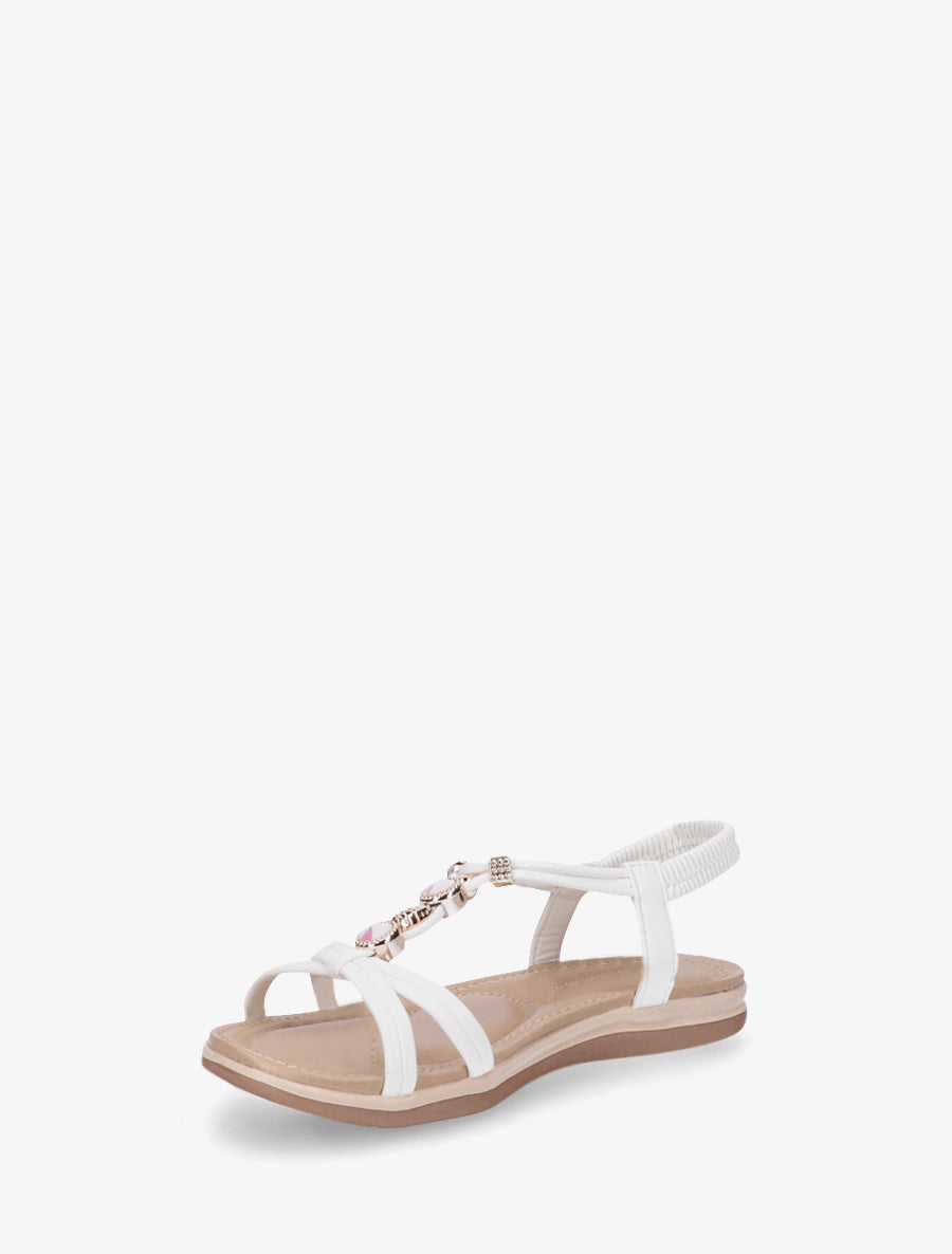 Nu-pieds à tour de cheville élastiquée - Blanc - 3