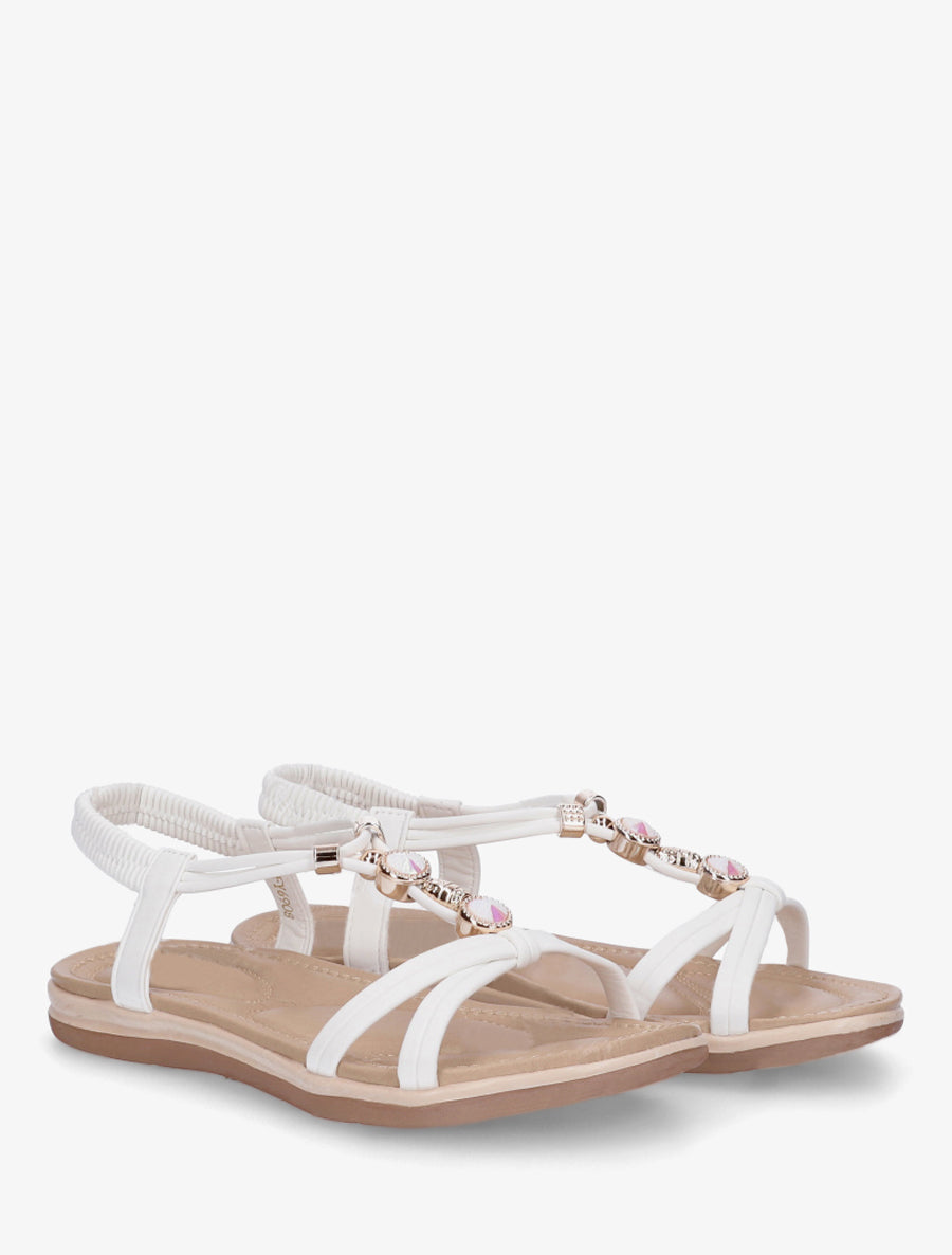 Nu-pieds à tour de cheville élastiquée - Blanc - 4