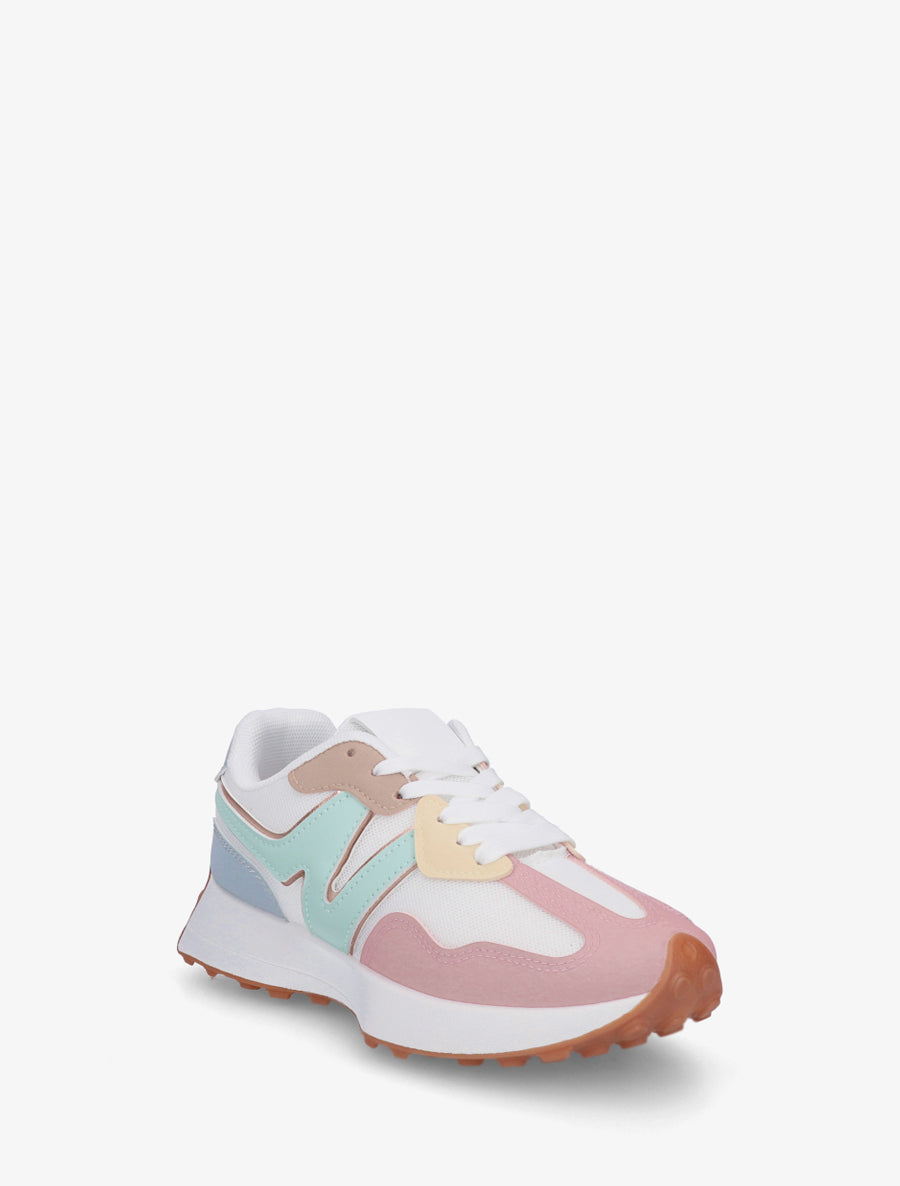 Baskets à empiècement en toile et effet nubuck - Rose - 2