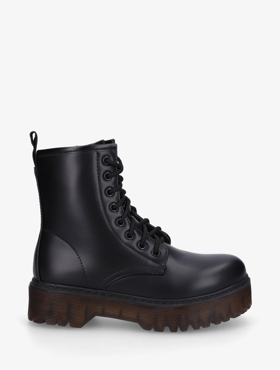 Boots style rangers à semelle crantée - Noir - 1