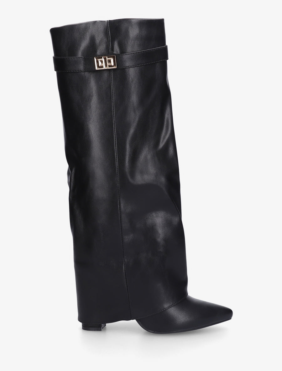 Bottes en simili à revers - Noir - 1