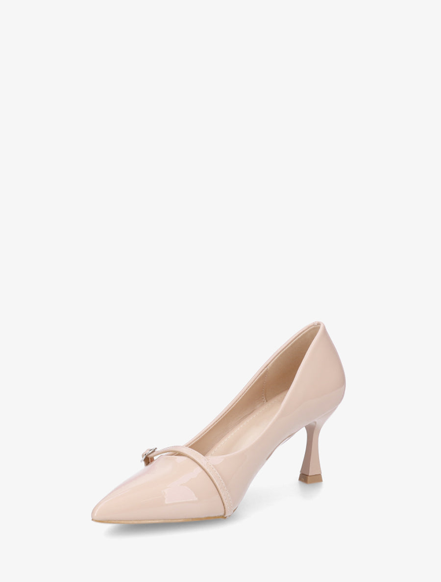 Escarpins vernis en simili - Nude - 3