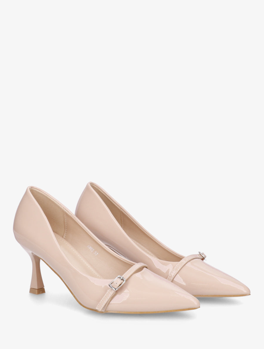 Escarpins vernis en simili - Nude - 4
