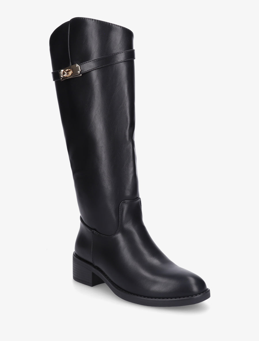 Bottes cavalières en simili - Noir - 2