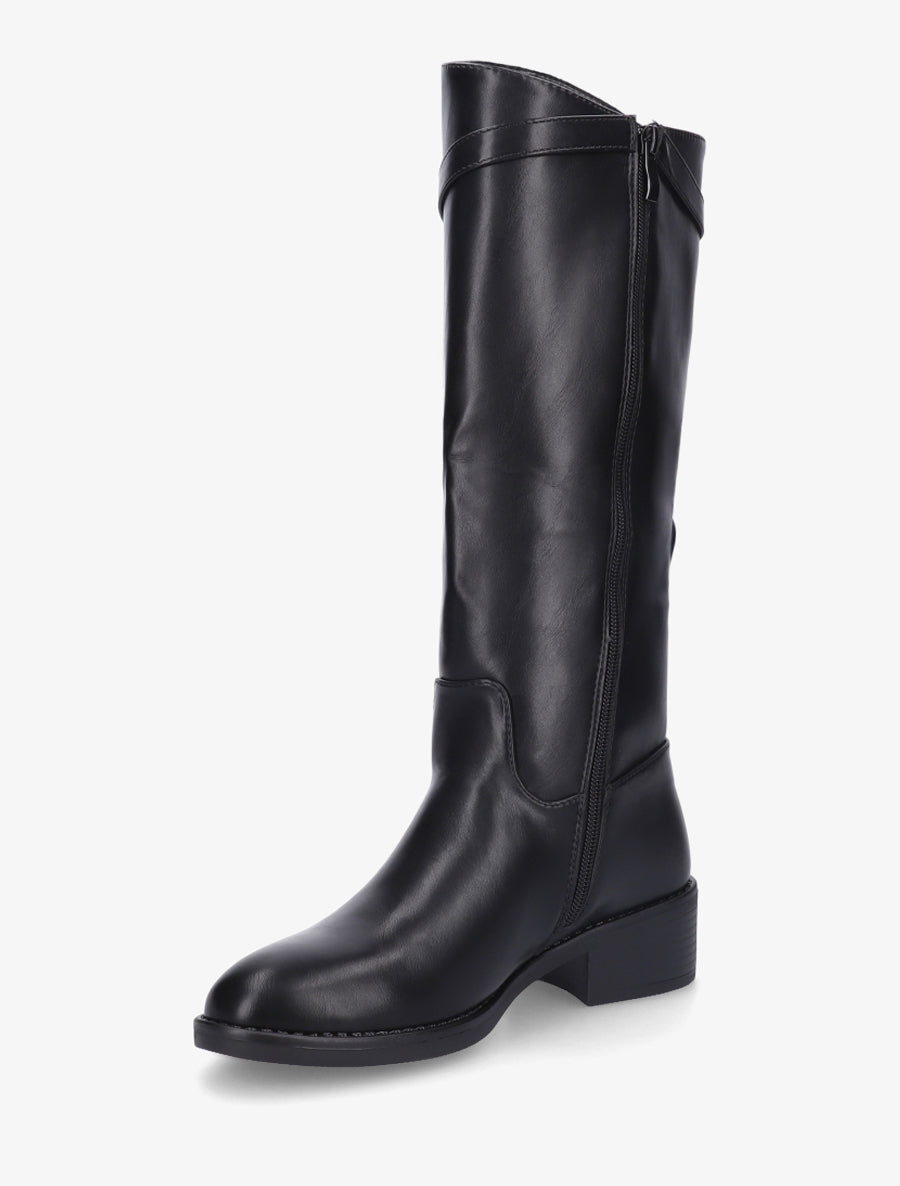 Bottes cavalières en simili - Noir - 3