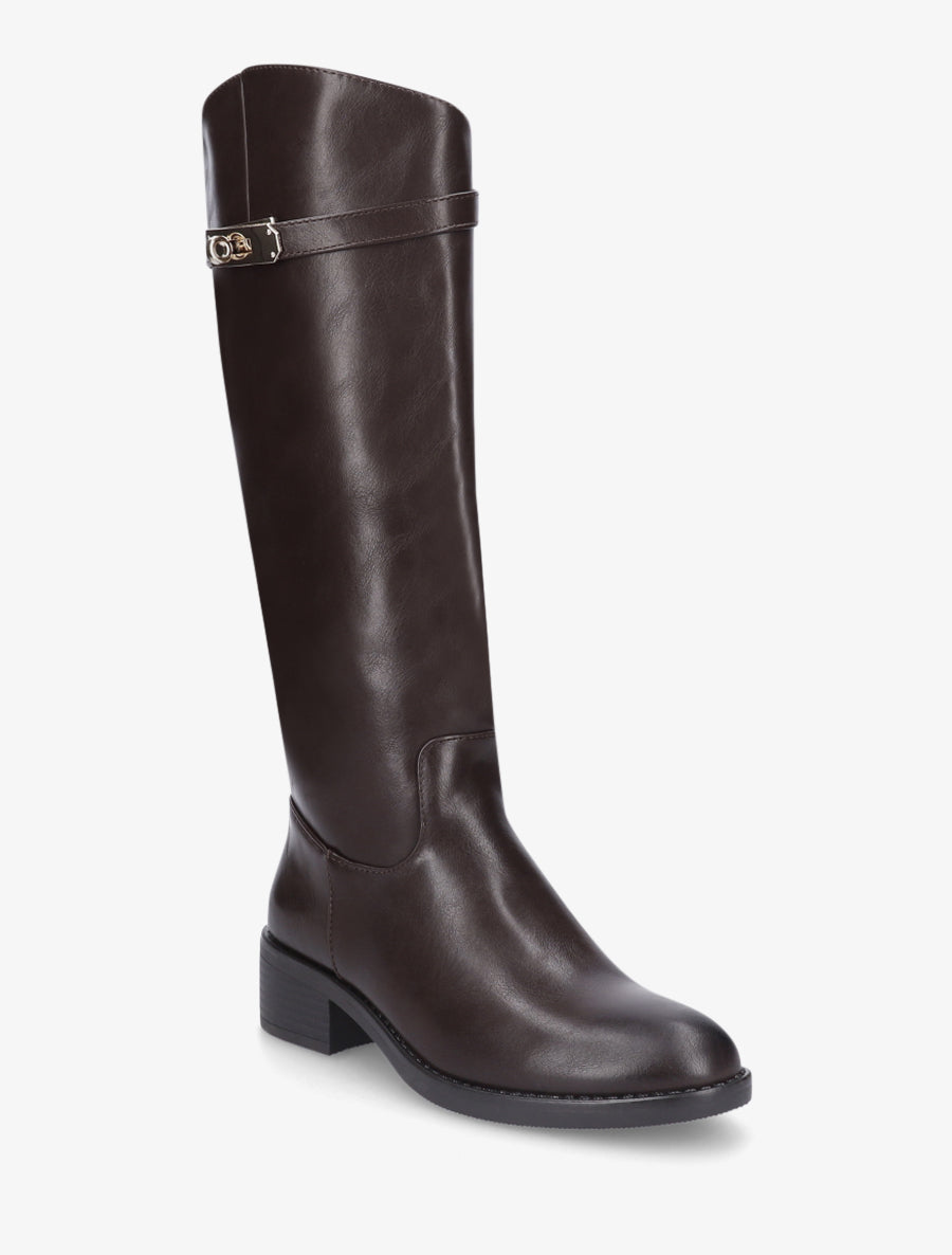 Bottes cavalières en simili - Marron - 2