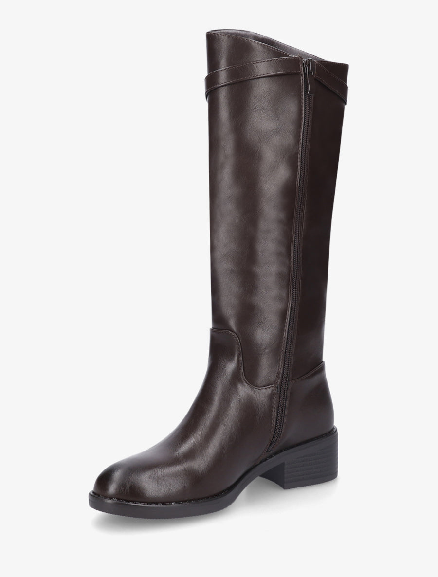 Bottes cavalières en simili - Marron - 3