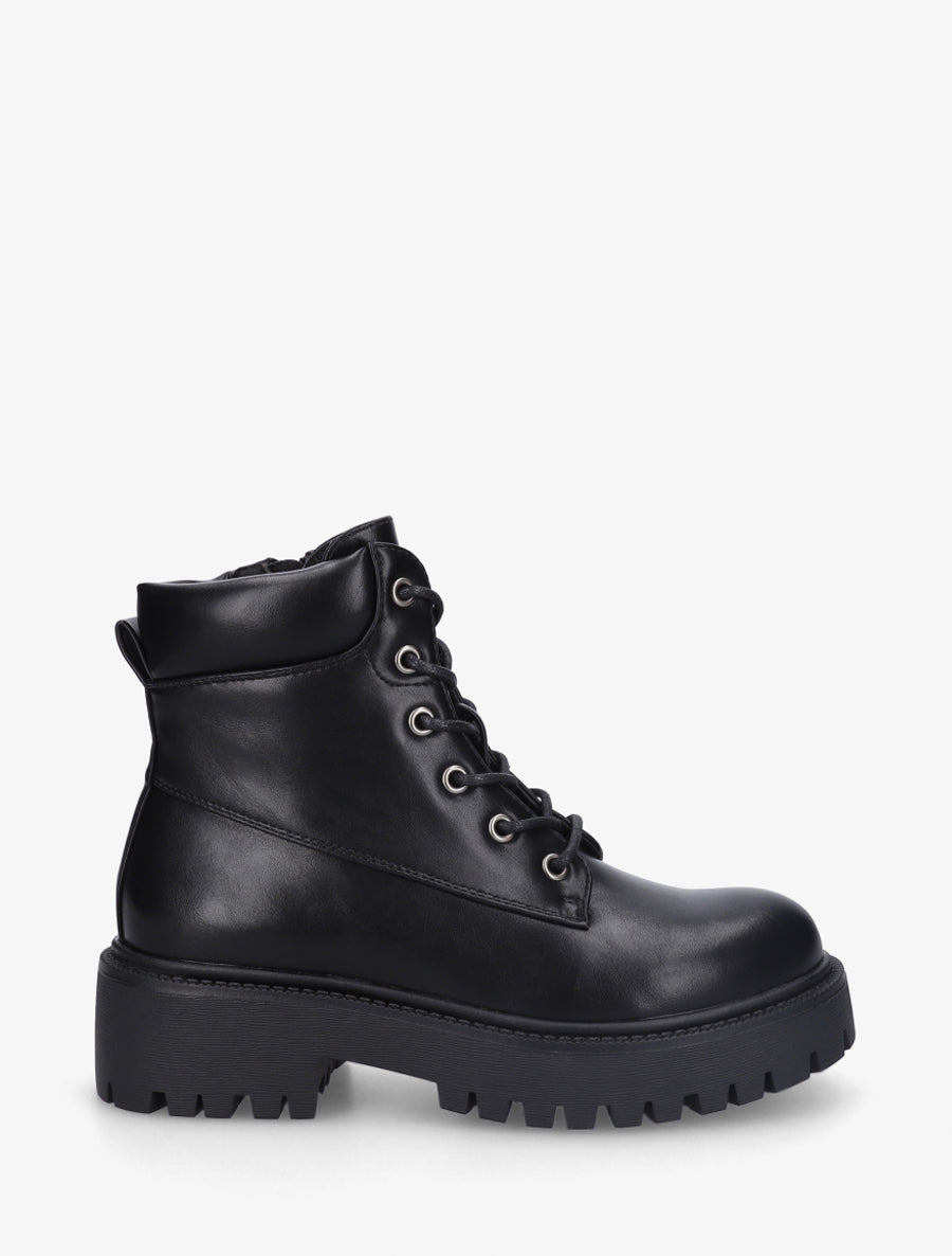 Bottines à lacets en simili - Noir - 1