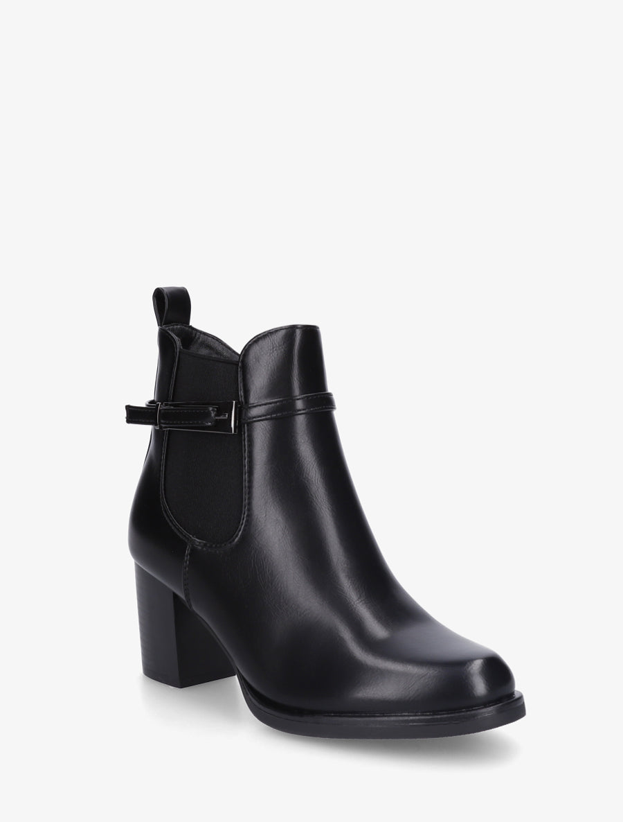 Bottines en simili à cheville élastiquée - Noir - 2