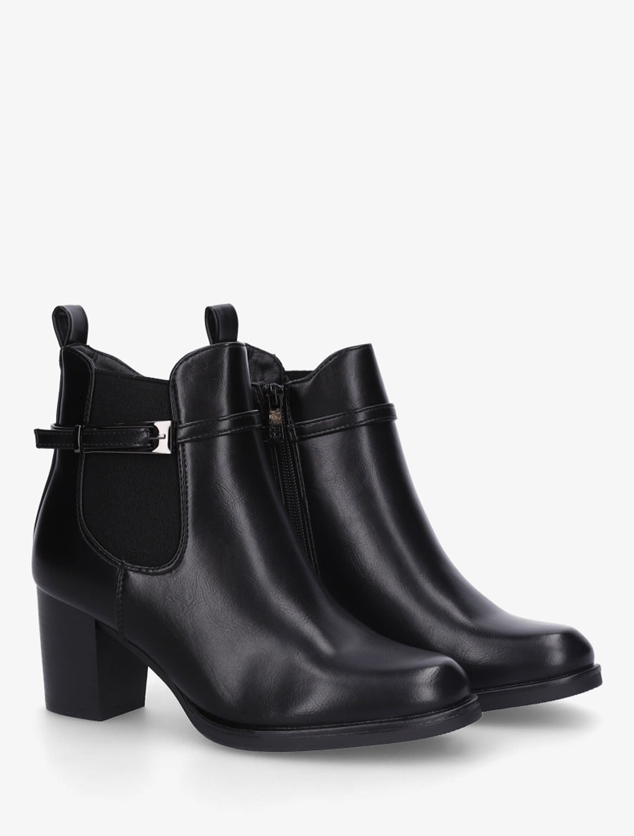 Bottines en simili à cheville élastiquée - Noir - 4
