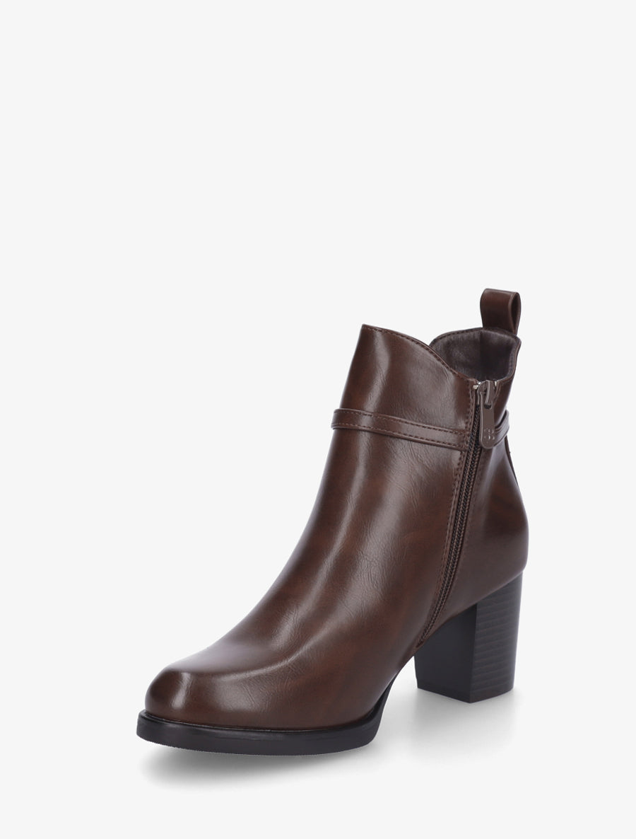 Bottines en simili à cheville élastiquée - Marron - 3