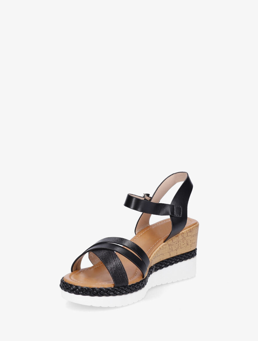 Sandales compensées à brides croisées - Noir - 3