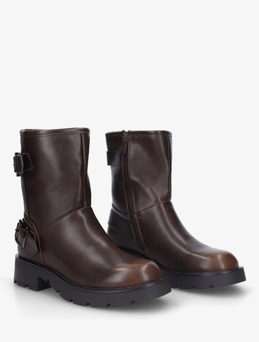 Boots montantes style motard - Chocolat - 4
