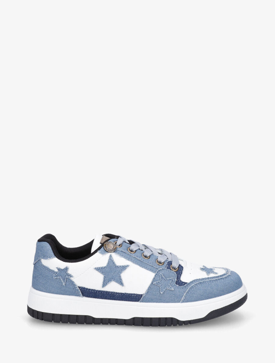 Sneakers à motifs étoiles et jean - Bleu - 5