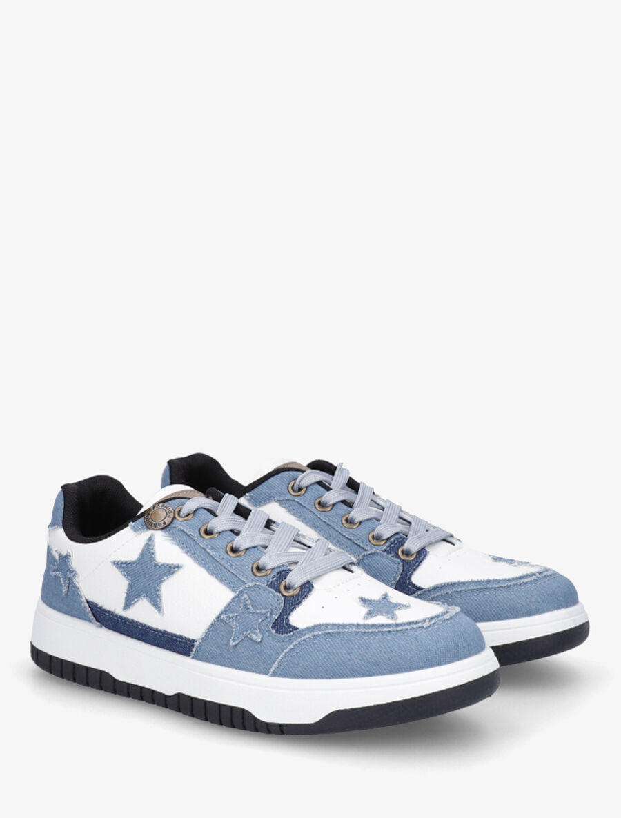 Sneakers à motifs étoiles et jean - Bleu - 4