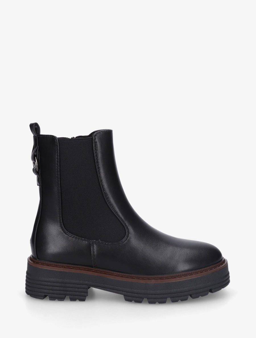 Boots élastiquées en simili - Noir - 1