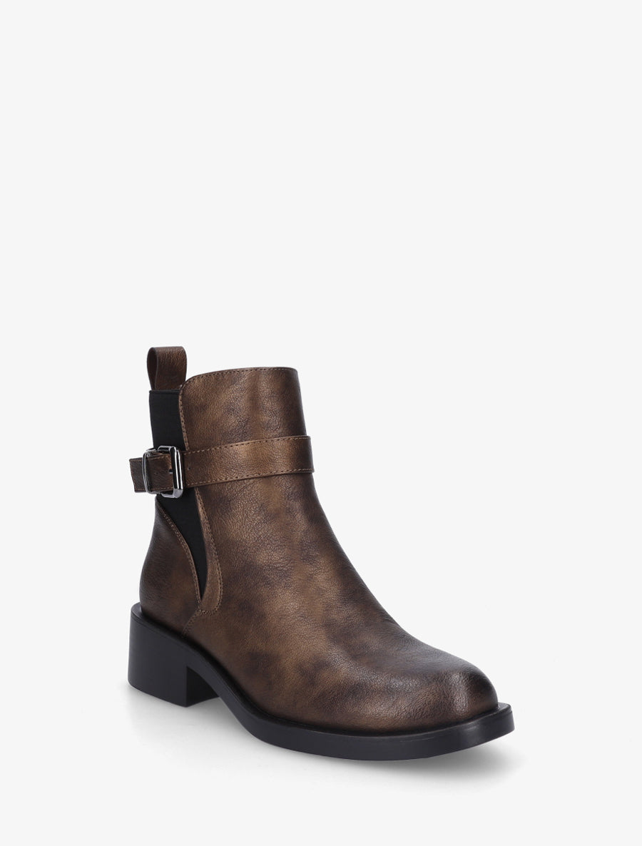 Bottines plates en simili - Bronze - 2