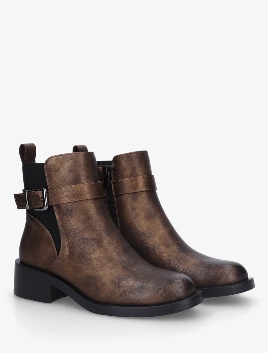 Bottines plates en simili - Bronze - 4
