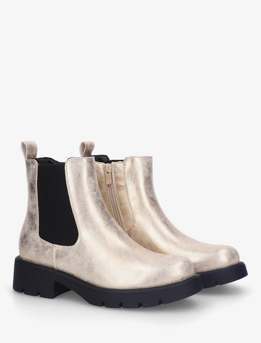 Bottines basiques à semelle crantée - Or - 4