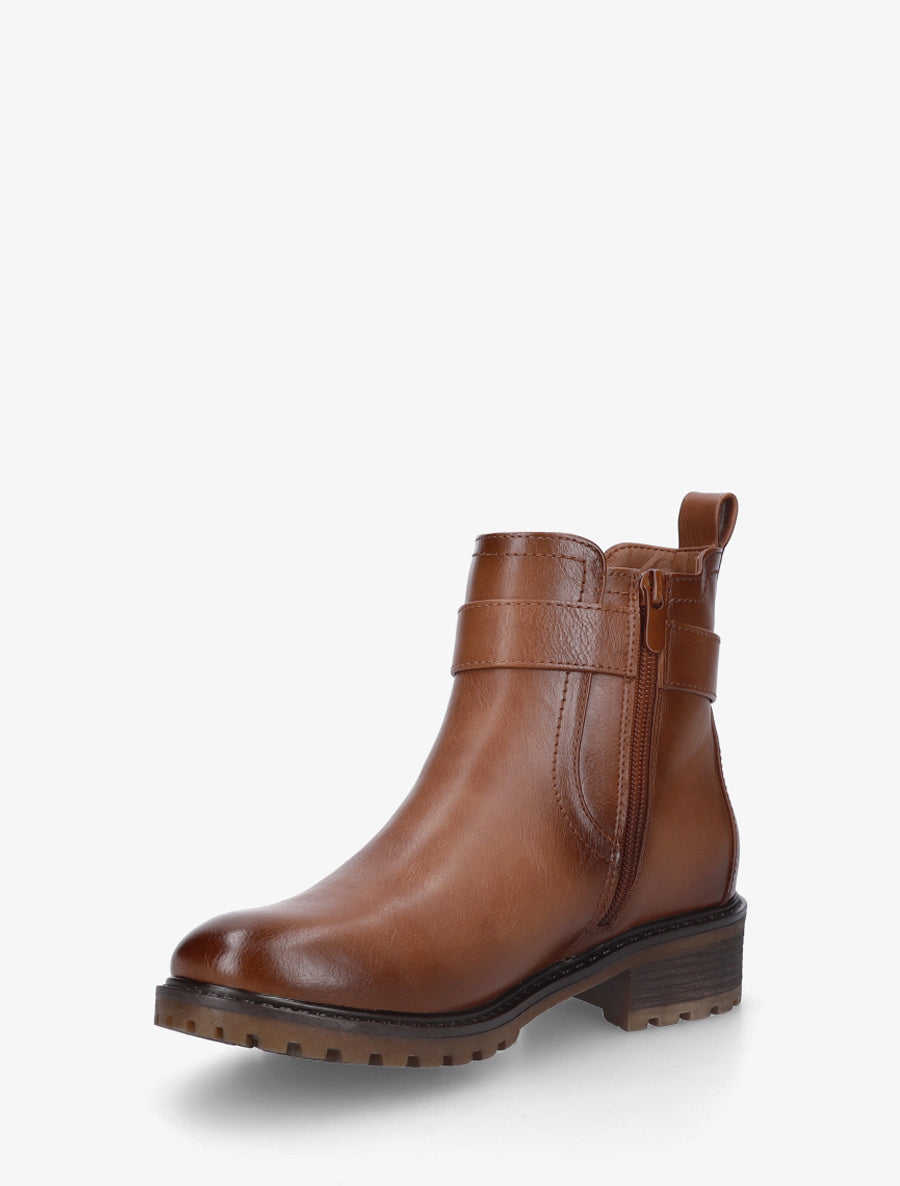 Bottines à boucle et semelle crantée - Camel - 3