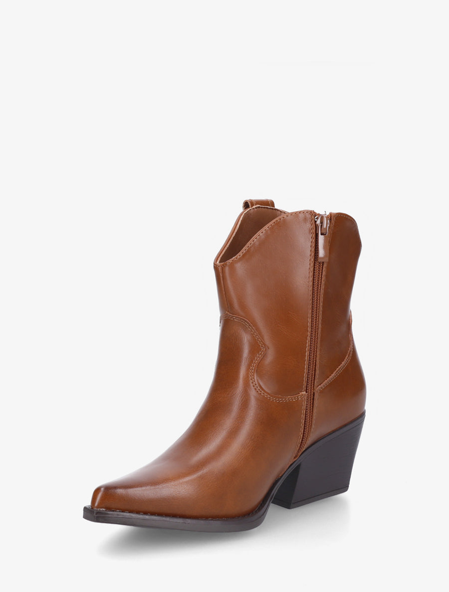 Bottines style santiag en simili - Camel - 3