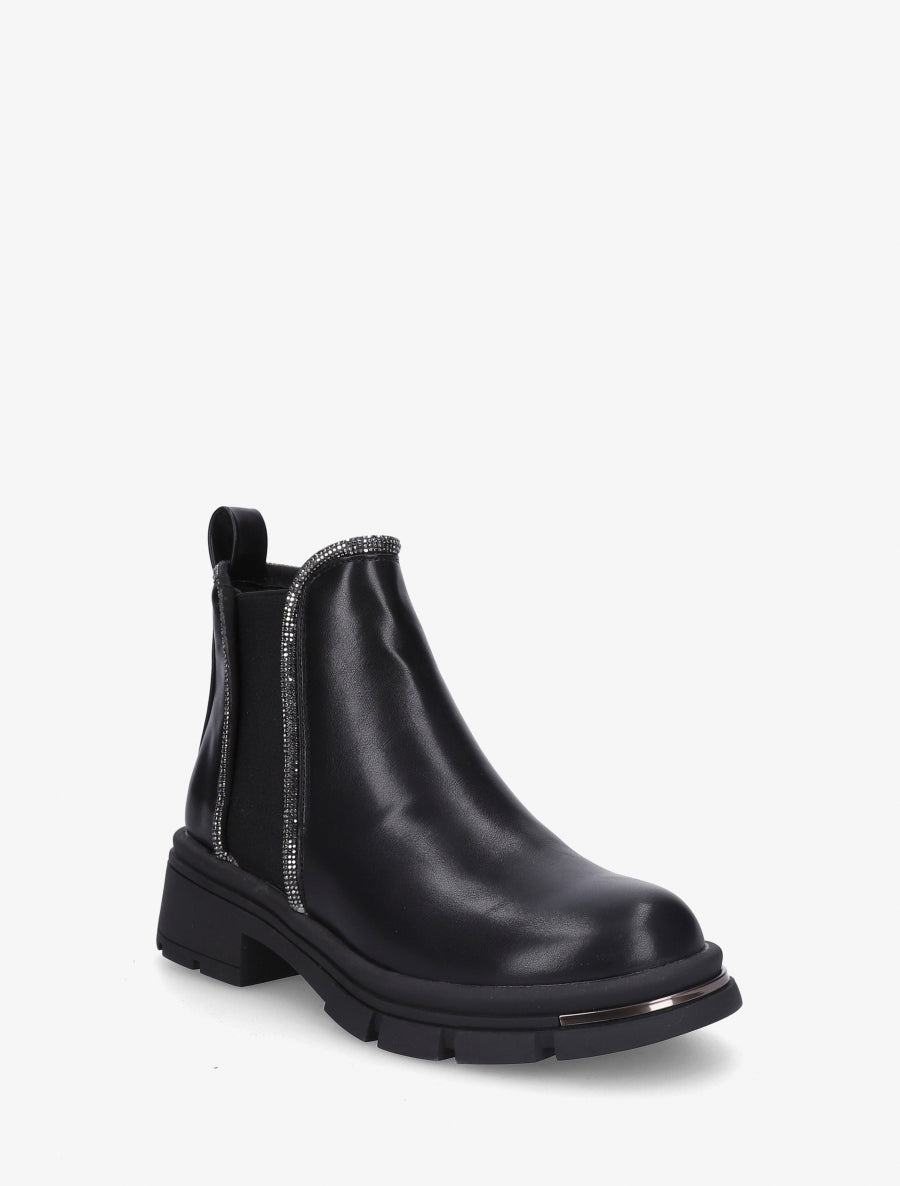 Bottines à cheville ornée de strass - Noir - 2
