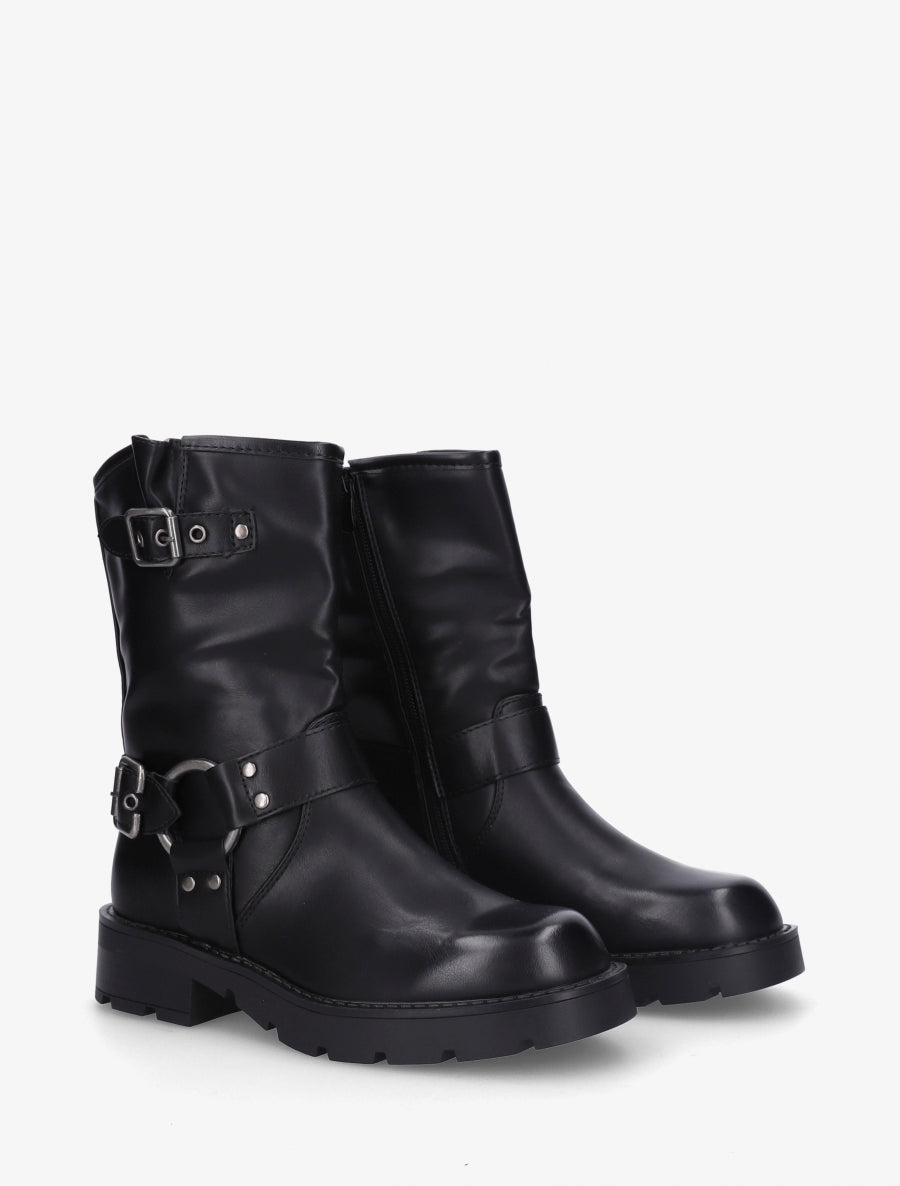 Bottines montantes en simili - Noir - 4