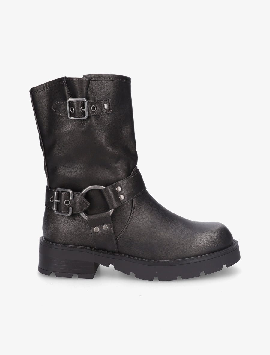 Bottines montantes en simili - Gris anthracite - 1