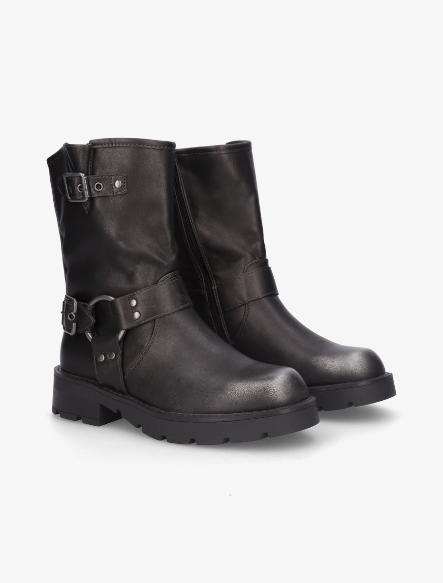 Bottines montantes en simili - Gris anthracite - 4