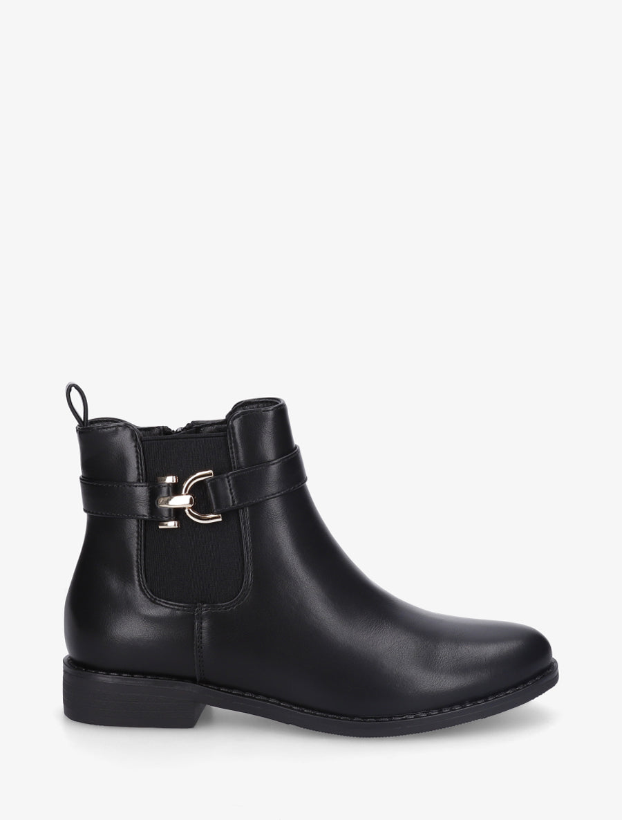 Bottines en simili à cheville élastiquée - Noir - 1