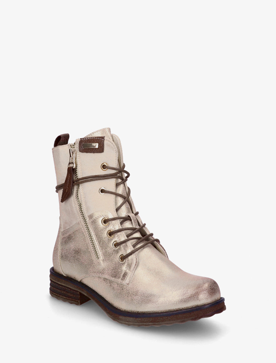 Bottines bi-matière à contrefort imprimé croco - Or - 2