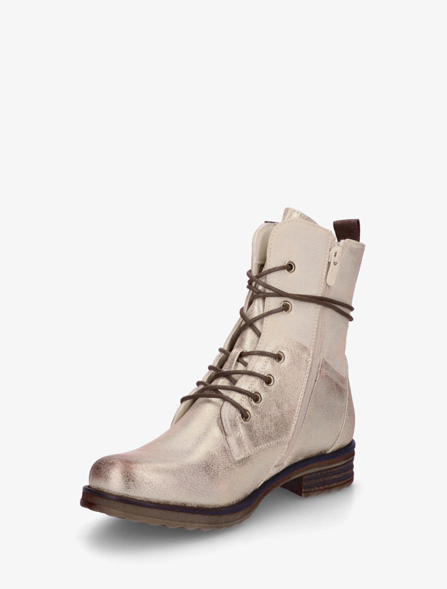 Bottines bi-matière à contrefort imprimé croco - Or - 3