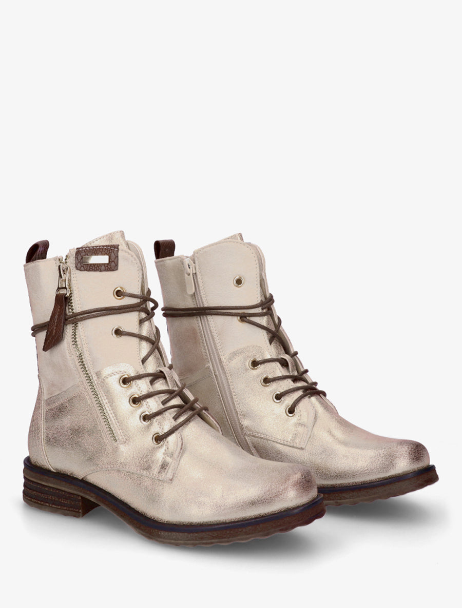Bottines bi-matière à contrefort imprimé croco - Or - 4