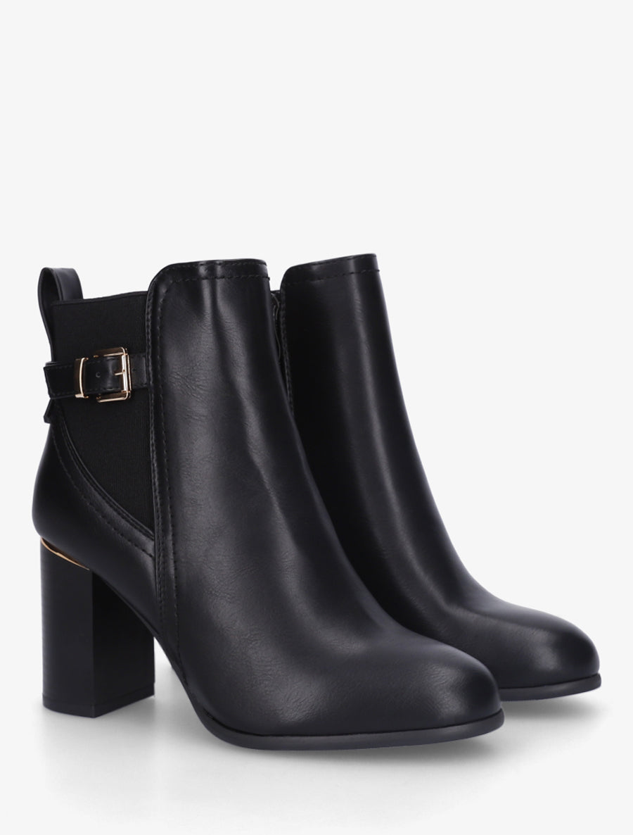 Bottines en simili à empiècement métal au talon - Noir - 4