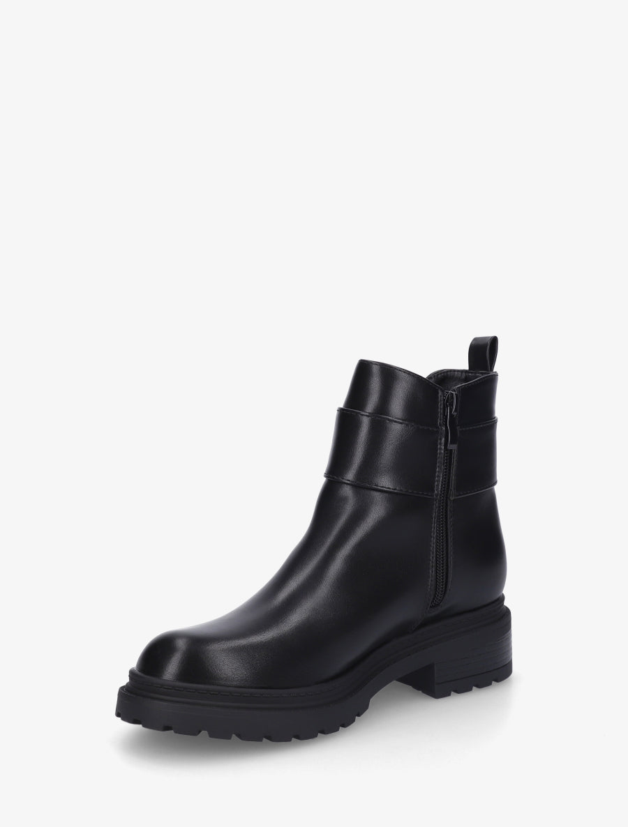 Bottines en simili à cheville élastiquée - Noir - 3