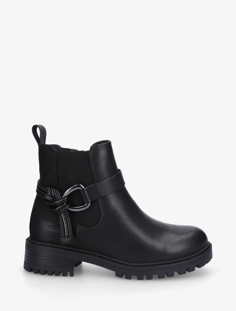 Bottines à cheville élastiquée et boucle - Noir - 1
