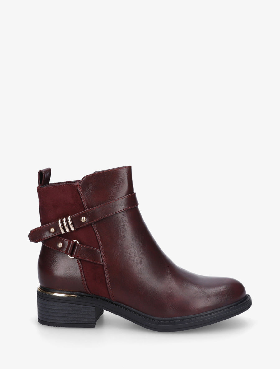 Bottines à contrefort en suédine - Lie de vin - 1