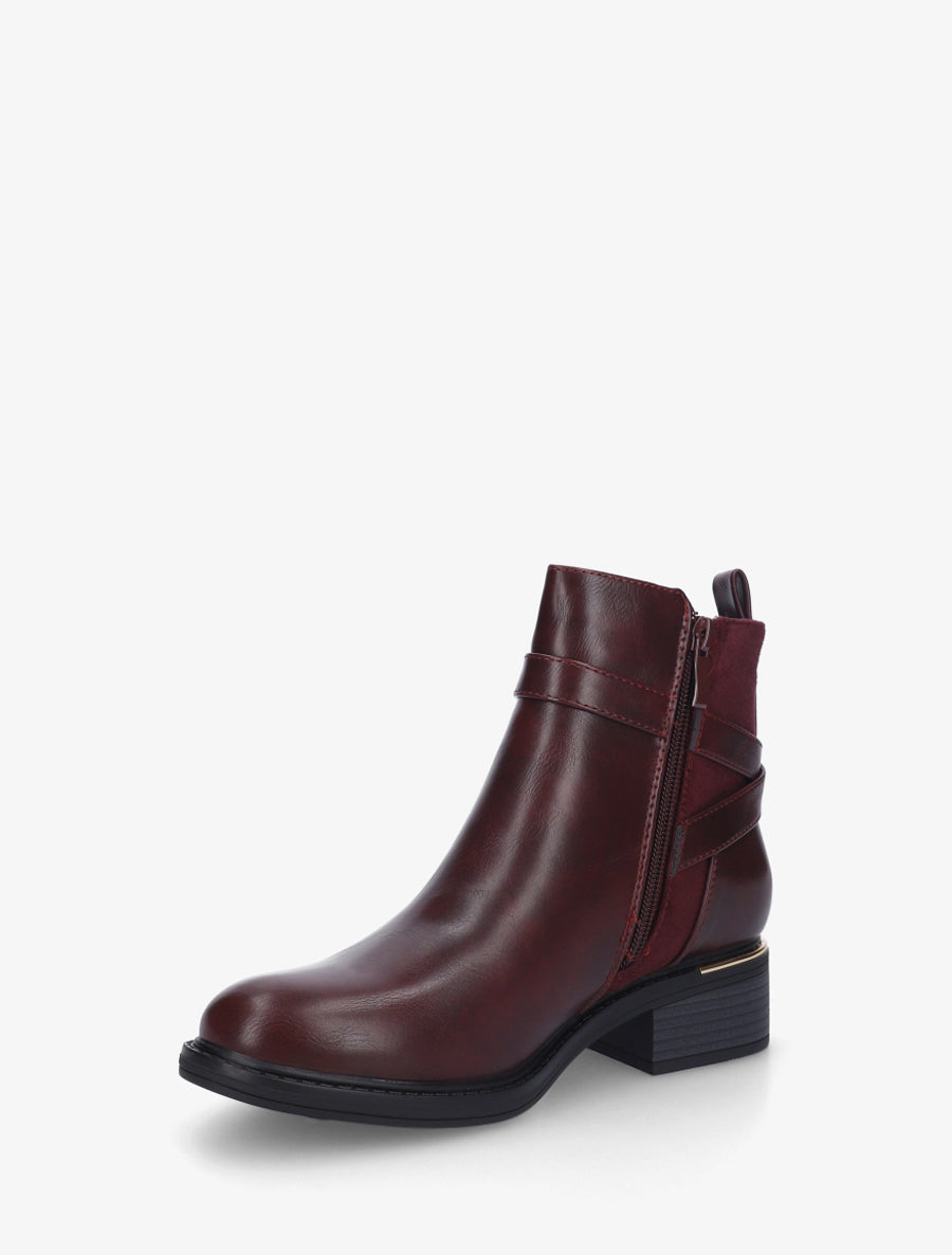 Bottines à contrefort en suédine - Lie de vin - 3