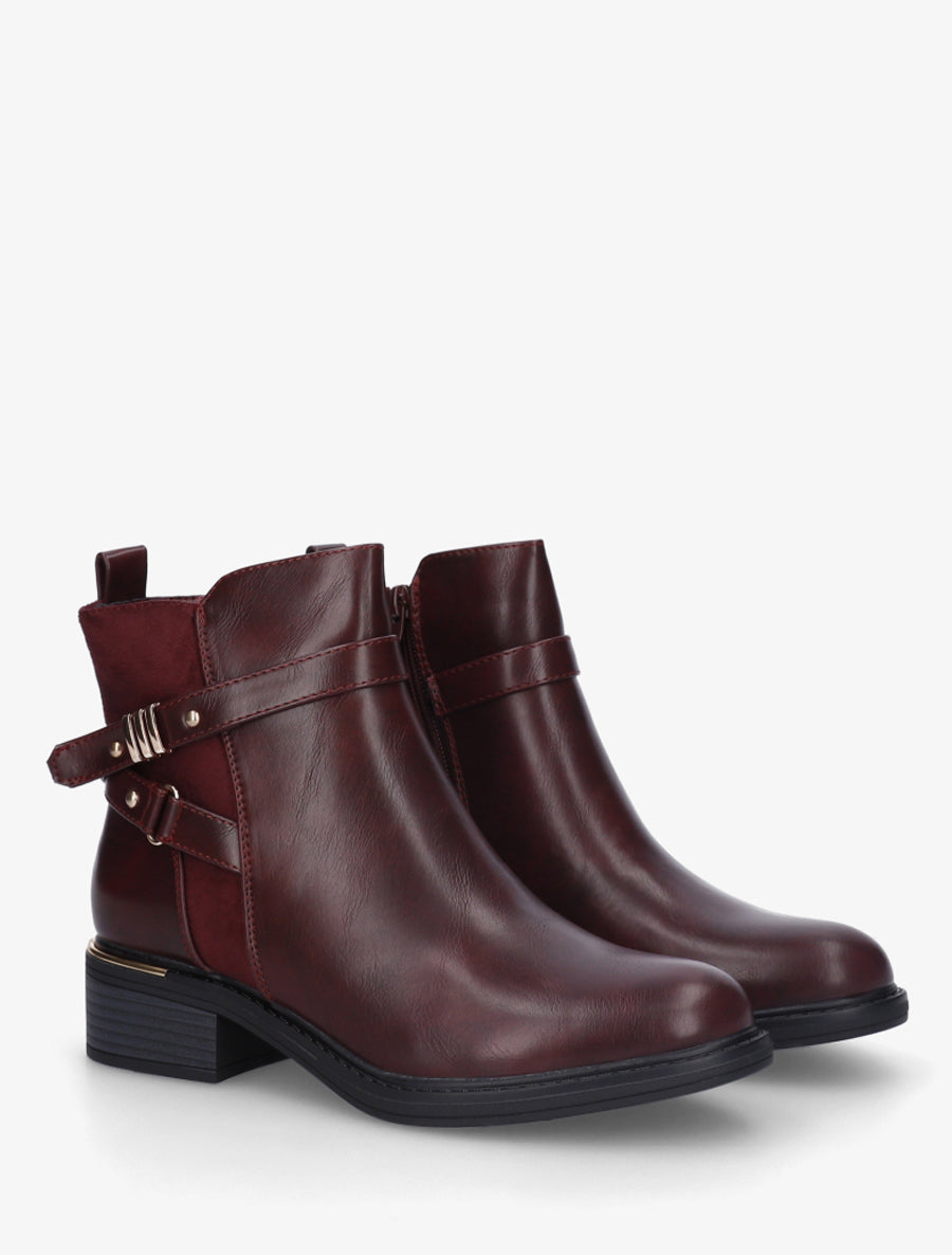 Bottines à contrefort en suédine - Lie de vin - 4